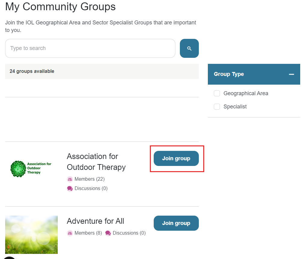 Member Home Page - Choose Groups 2